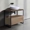 Console Sink Vanity With Ceramic Vessel Sink and Natural Brown Oak Drawer, 35